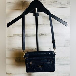 Vintage Michael Kors Navy Crossbody Purse Bag with Gold Hardware - Vintage